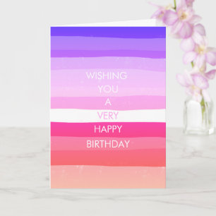 Colourful Simple Stripes HAPPY BIRTHDAY CUSTOM Card
