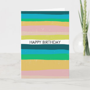 Colourful Simple Stripes HAPPY BIRTHDAY CUSTOM Card