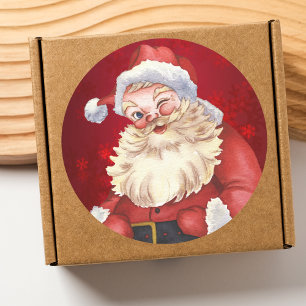 Colourful Simple Vintage Santa Christmas  Classic Round Sticker