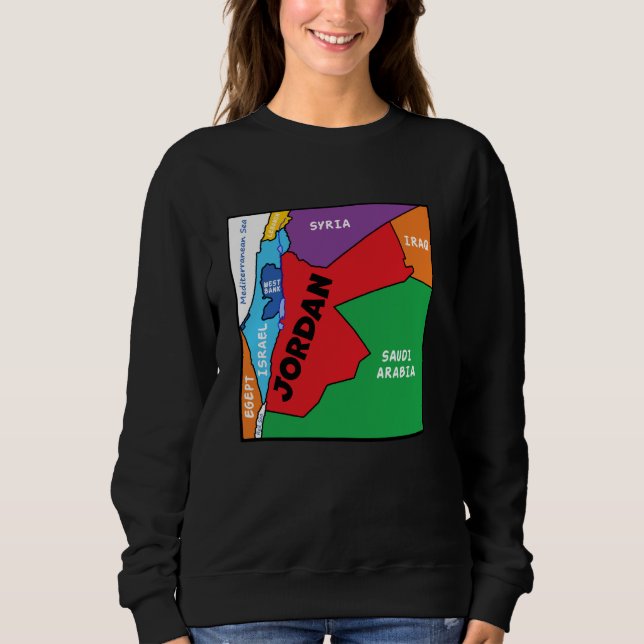 Colourful simplified Jordan map, neighbouring coun Sweatshirt (Front)
