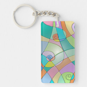 Colourful Simulated Stained Glass in Pastels Keychain