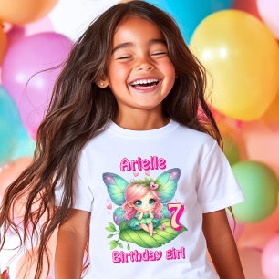 Colourful sitting fairy butterfly birthday T-Shirt