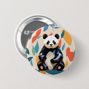 Colourful Sitting Panda Bear Matisse Inspired 2 Inch Round Button