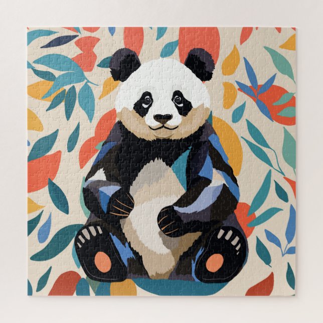 Colourful Sitting Panda Bear Matisse Inspired Jigsaw Puzzle (Vertical)
