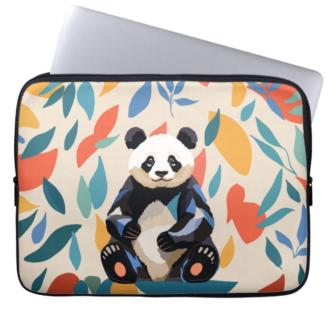 Colourful Sitting Panda Bear Matisse Inspired Laptop Sleeve (Front)