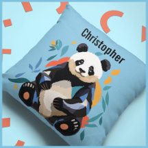 Colourful Sitting Panda Bear Personalized Name Blu