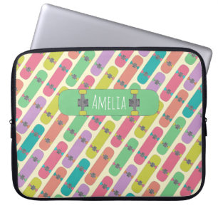 Colourful Skateboard Pattern Personalised Laptop Sleeve
