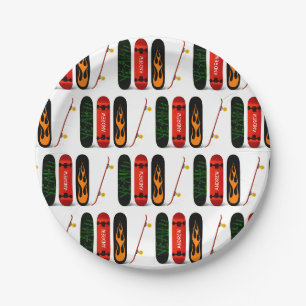 Colourful Skateboards Personalized Paper Plates
