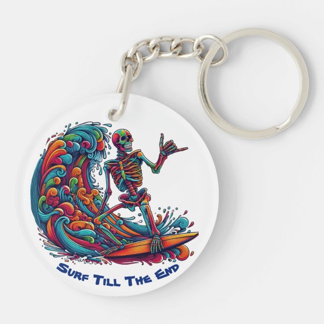 Colourful Skeleton Surfer Keychain (Back)