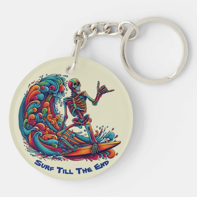 Colourful Skeleton Surfer Keychain (Back)