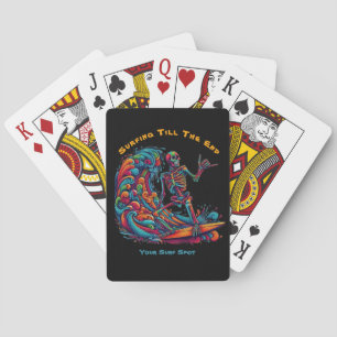 Colourful Skeleton Surfer Playing Cards