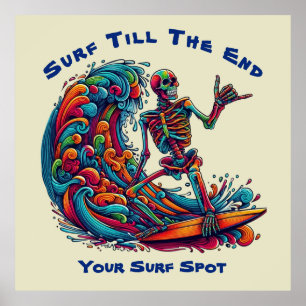 Colourful Skeleton Surfer Poster