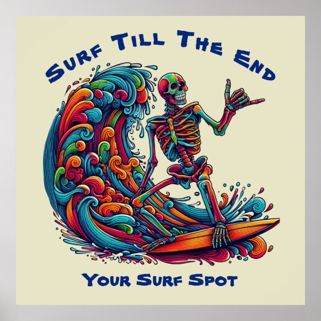 Colourful Skeleton Surfer Poster (Front)