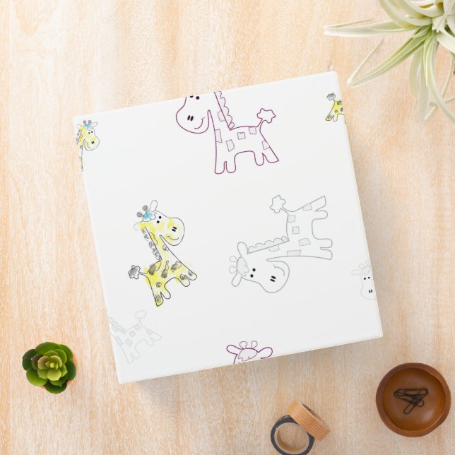 Colourful Sketch Giraffe 3-Ring Binder – Artistic (In Situ)