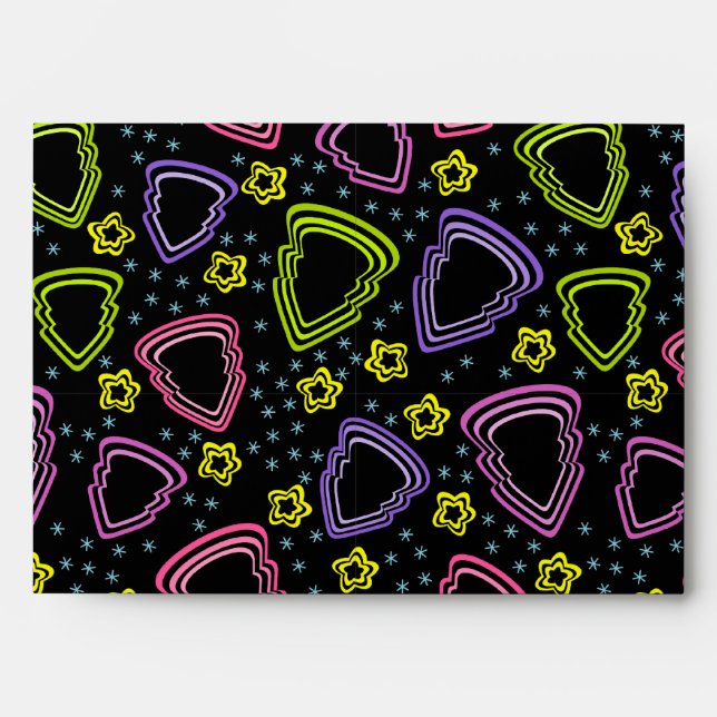 Colourful Sketchy Christmas Trees Envelope (Front)