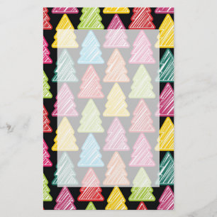 Colourful Sketchy Christmas Trees Stationery