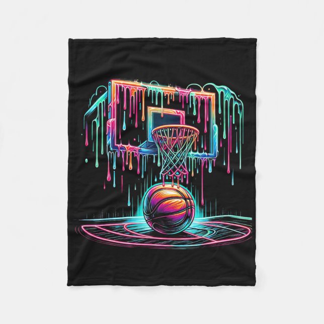 Colourful Sketll Dripping Colour Splash Hoop Net D Fleece Blanket (Front)