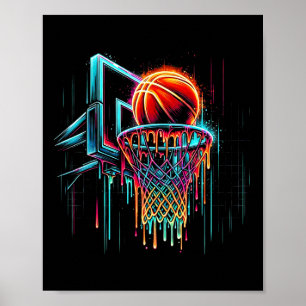 Colourful Sketll Dripping Colour Splash Hoop Net D Poster