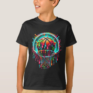 Colourful Sketll Dripping Colour Splash Hoop Net D T-Shirt