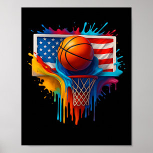 Colourful Sketll Tie Dye Colour Splash Flag Usa  Poster