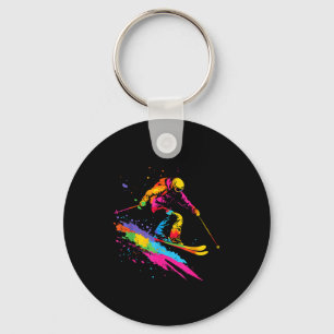 Colourful skiing ski keychain