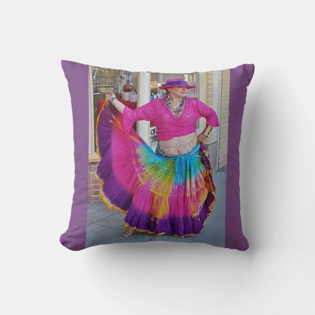 Colourful Skirt Dancer Throw Pillow (Front)