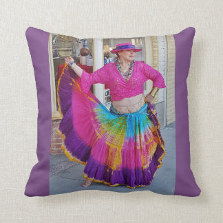 Colourful Skirt Dancer Throw Pillow