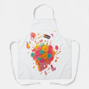 Colourful Skull Artist Apron – Creative Floral Sku