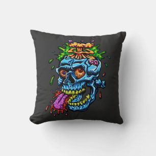Colourful Skull Explosion Throw Pillow