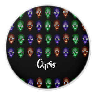 Colourful skull heads ceramic knob