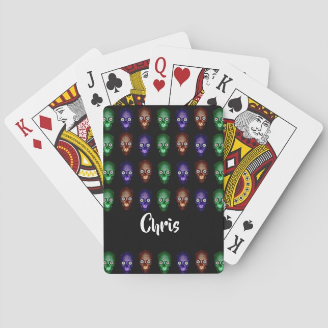 Colourful skull heads playing cards (Back)