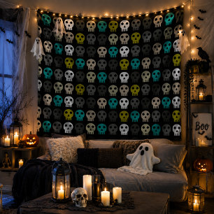 Colourful Skull Pattern Tapestry Halloween Gothic