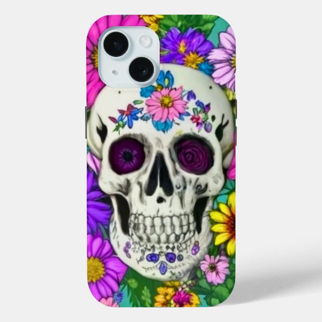 colourful skull with flowers  Case-Mate iPhone case (Back)
