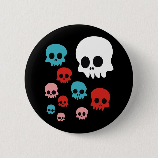Colourful Skulls 2 Inch Round Button (Front)