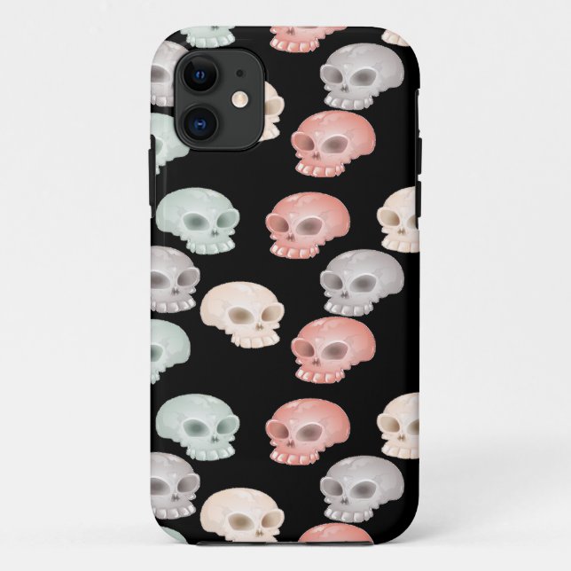 colourful skulls on black Case-Mate iPhone case (Back)