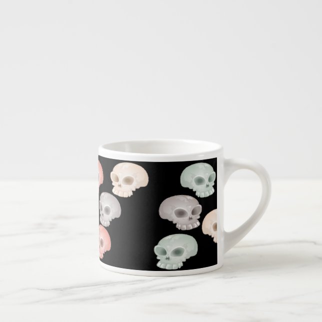 colourful skulls on black espresso cup (Right)