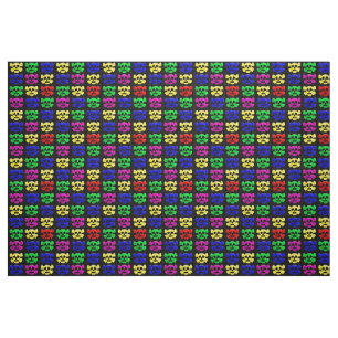 Colourful skulls pattern fabric