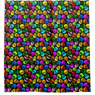 Colourful Skulls pattern in black