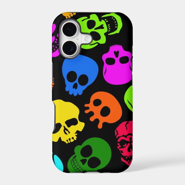 Colourful Skulls pattern in black (Back)
