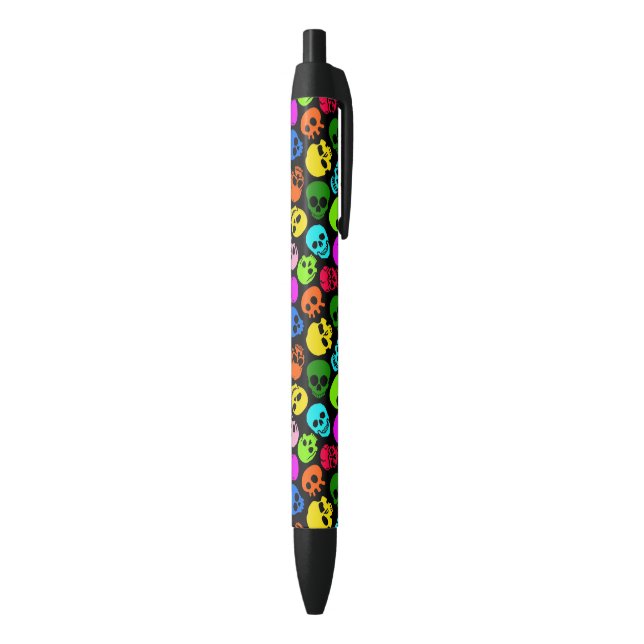 Colourful Skulls pattern in black Black Ink Pen (Bottom (Vertical))