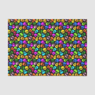 Colourful Skulls pattern in black Tissue Paper