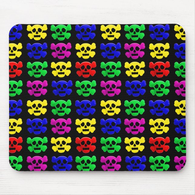 Colourful skulls pattern mouse pad (Front)