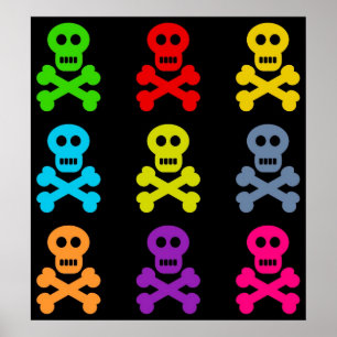 Colourful Skulls Poster
