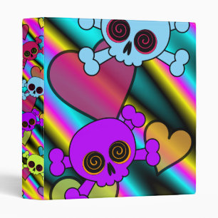 Colourful Skulls with Hearts Binder
