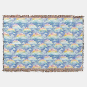 Colourful Sky Background with Clouds, Stars Throw Blanket