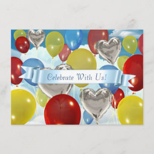 Colourful Sky Balloons Customizable Invitations