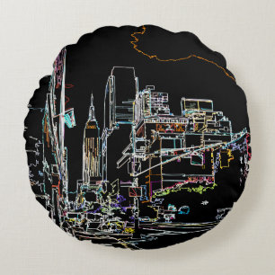 Colourful skyline in Manhattan Round Pillow