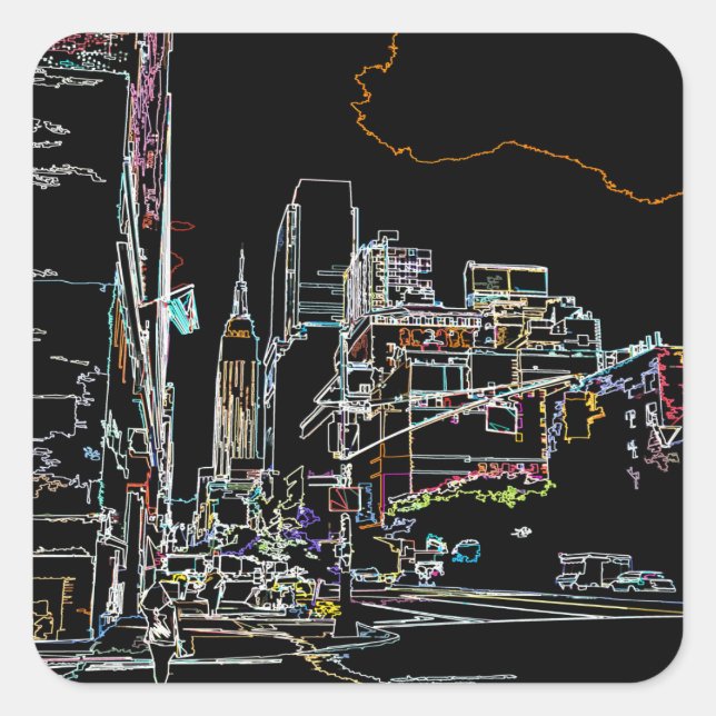 Colourful skyline in Manhattan Square Sticker (Front)
