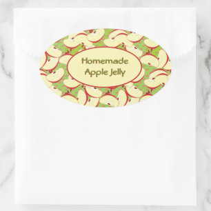 Colourful Sliced Apple Pattern Homemade Jelly Labe Oval Sticker