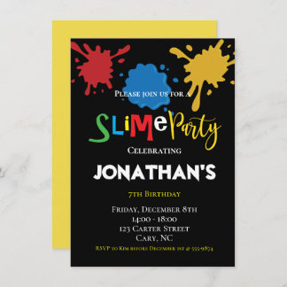 Colourful Slime Fun children Birthday party Invitation